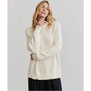 JENNI KAYNE Women’s SMALL Oversized Cotton Fisherman Sweater Ivory